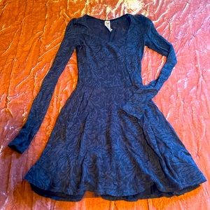 Free People. Black lace long sleeve dress
